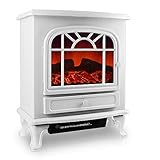 Deuba® Chimenea Eléctrica de Pie Estufa Calefactor LED 1000W-2000W 50,4x28,3x60cm 30m² Blanca Decoración