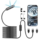 Aranknew Cámara de Inspección, Cámara Endoscópica Serpiente Endoscopio de Doble Lente 1920P, IP67 Impermeable Camara Tuberias con 8 Luces LED para Android, iPhone(16.5 pies/5 m)
