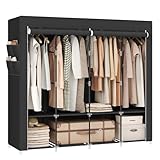 SONGMICS Armario, 4 Barras de Ropa, Estantes, 4 Bolsillos Laterales, Almacenamiento, de Tela, Perchero, Plegable, 45 x 170 x 167 cm, Negro Tinta RYG094B02