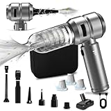 Kevsuvqin 4-IN-1 Aspirador de Mano Potente sin Escobillas, 21000PA Aspirador Coche Potente sin Cable, 3 Niveles Ajustables, Mini Aspiradora de Mano para Aire Comprimido Limpieza PC (Negro Plateado)