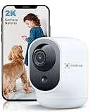 COCOCAM 2K Camara Vigilancia WiFi Interior Sin Cable con Batería 5200mAh, 355°P 90°T, Inalámbrica para Bebés Mascotas Cuidado Ancianos, Reconocimiento AI, Detección Humana PIR (1, Blanco)