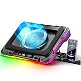 Base Refrigeradora Portatil Poderoso Fanático de Turbo RGB Gaming Notebook Cooler, MOOJAY Soporte del Ventilador de Laptop con 8 Alturas Ajustables y Soporte Teléfono per 14-19' Laptops - Azul Hielo