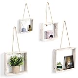 Belle Vous Pack de 4 Estanterias Cuadradas de Madera - 4 Tamaños Estantes Flotantes - Cubos Estanterias Pared para Sala de Estar, Dormitorio, Cocina, Baño y Decorar en Casa