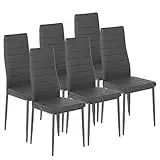 GOKHOMX - Juego de 6 sillas de comedor modernas, sillas de cocina con patas de metal, silla de comedor tapizadas de piel sintética para comedores y cocina restaurante (gris)