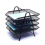 EXERZ Bandejas de Cartas de 4 Capas, clasificador de Papel de pie – Organizador de Escritorio – Soporte para Archivos, Estante de Archivos de Metal de Malla de Alambre- Negro