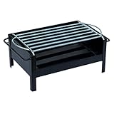 MUEBLIX.COM | Barbacoa Portátil Escarrilla | Barbacoa Sobremesa Apta para Leña o Carbón Vegetal | Mini Parrilla de Mesa | Barbacoa para Camping | 40 x 23 x 15 cm