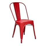 Vaukura Silla Oliix - Silla Industrial Metálica Mate (Rojo)