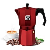 Cecotec Cafetera Italiana Mokclassic 1200 Red. Cafetera de Aluminio, Para toda Cocina, 12 Tazas de Café, Junta de Silicona, Mango Ergonómico y Termorresistente, Filtro y Válcula de Acero Inoxidable