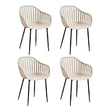 JZGORC Pack de 4 Silla de Comedor, Sillas de Cocina con Reposabrazos, con Respaldo Hueco y Asiento de Polipropileno, Adecuada para Salón, Balcón, Jardín - Caqui