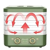 Deshidratador de alimentos fácil de usar, mini secador de frutas eléctrico de 5 bandejas, deshidratador de alimentos con termostato ajustable, carne y verduras(color: verde)