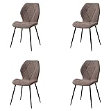 EGOONM Juego de 4 sillas de Comedor Clásicas de Lino, Sillas de Cocina sin reposabrazos para la Cocina, la Oficina en casa (marrón)