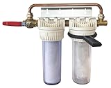 Aquawater, 104966, estación de filtro doble con cartuchos de filtración y anti -ilimestona/anti -corrrosión, duración de los cartuchos: 12 meses, fabricación francesa