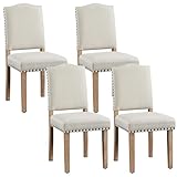 Yaheetech 4PCS Sillas de Comedor de Respaldo Alto Diseño Clásico Sillas de con Pata de Madera para Cocina, Comedor y Salón, 92.5x57x46 cm Beige