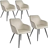 tectake 800866 Cuatro sillas de Comedor, Juego de 4 sillas para el salón, Conjunto de Asientos para la Cocina, Set de Muebles de Interior (Crema-Negro)