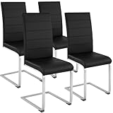 tectake® Conjunto de Sillas de Comedor, Diseño Moderno, Asiento y Respaldo Acolchado, Piel Sintética, Alta Capacidad,Montaje Rápido, Sillas Cocina, Silla Comedor - 4 Sillas Negro