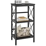 YMYNY Librería, Estantería de 3 Niveles, Estanteria Almacenaje, Mueble Organizador, para Salón, Dormitorio, Cocina, Oficina, Estilo Industrial, 40×29×75CM, Negro HST008B