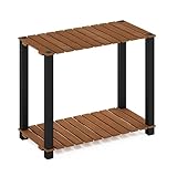 Furinno Pangkor Estante para Plantas al Aire Libre, Madera de ingeniería, Natural/Negro, 2-Tier