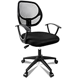 Silla de oficina ergonómica con respaldo de malla transpirable, asiento acolchado, altura ajustable, reposabrazos fijos y ruedas giratorias | Cómoda, funcional y moderna para casa o despacho