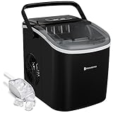 KitchenBrothers maquina de Hielo - Ice Maker - Maquina de Hacer Hielo - Máquina para Hacer Cubitos de Hielo con Pala para Hielo - 9 Cubitos de Hielo en 8 Min. - Portátil con Asa - 1,2L