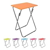 thesecrethome.es - Mesa Plegable Portátil - Mesa Rectangular De Madera - Mesa Multiusos - Mesa Auxiliar para Terraza, Balcón, Camping o Jardín - Alto: 66 cm x Largo: 48 cm (Naranja)