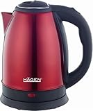 Hagen - Hervidor eléctrico sin cable - Acero inoxidable - 1,8L - HA5525-RED-Rojo