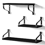 Love-KANKEI Baldas Flotantes de Madera - Juego de 3 Estantes en Forma de U para Colgar en Pared - Blancas para Cocina, Habitación de los Niños, Baño (Negro)