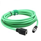 HangTon Cable adaptador M12 de 4 pines codificado en D a RJ45 hembra Cat5e para Profinet Omron Keyence Sick Datalogic cámara sensor de visión Ethernet red PC PLC 3M