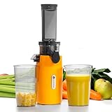 Ventray Ginnie Extractor de zumos y verduras - Slow Juicer con función de masticación inversa, Licuadora para Verduras y Frutas, Fácil de Limpiar, Extracción Lenta 60 rpm, Sin BPA, Amarillo soleado
