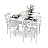 Homely - Conjunto de Comedor o Cocina Golf Mesa y 4 sillas Color Blanco