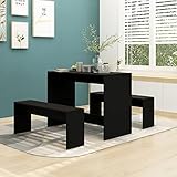 ZEYUAN Juego de Comedor 3 Piezas, Conjunto Mesa Y Sillas Comedor, Mueble De Cocina, Conjunto Mesa Y Sillas Cocina, Mesa Cocina con Sillas, aglomerado Negro