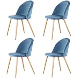 GrandCA HOME Juego de 4 sillas de Comedor de Terciopelo, sillas de Cocina tapizadas para Sala de Estar, Dormitorio, Comedor, Azul