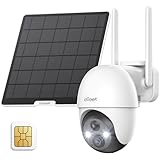 ieGeek 4G LTE Cámara Vigilancia Exterior Solar Inalámbrica, 2K IP Cámara con Batería 10000mAh, PTZ 355°＆120°, La Tarjeta SIM está instalada en el Dispositivo, Visión Nocturna Color, Detección Humana