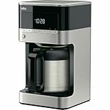 Braun Cafetera doméstica PurAroma 7 KF 7125: cafetera con filtro con función de termo y temporizador, cafetera para un aroma único, 1000 vatios, negro/acero inoxidable