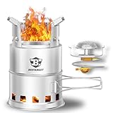 Bestargot Hobo - Cocina de gas, estufa de leña y gas para camping, de acero inoxidable, portátil, para exteriores, estufa Hobo, horno plegable de gas y carburador de madera para mochilero Bushcraft