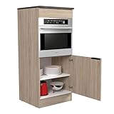Módulo Columna Horno Arko de Cocina en Color Roble Áspero y Negro con 1 Puerta y Estante 60x141x60 cm