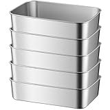 Molde Rectangular, Juego De 5 Molde Pan, Molde Pan Horno De Acero Inoxidable, Molde para Pan para Pan De Plátano/Pastel/Panes/Lasaña, 23x6cm, Saludable y Duradero, Apto para Horno Y Lavavajillas