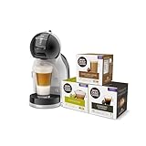 De'Longhi Mini Me Máquina de Café de Cápsulas Dolce Gusto para Café Espresso con 3 packs de café, EDG155.BG, 0,8 L, Color Negro, Gris