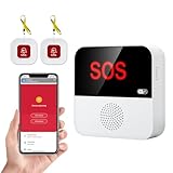 eMylo Buscapersonas para Cuidadores, Alarma de Vida para Ancianos, 2 Botones SOS 1 Botón RECEPCIÓN, Mando a Distancia Multifunción WiFi, Compatible con Smart Life App/Tuya App (sólo 2.4GHz).