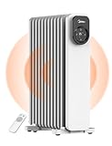 Midea NY2311-24UR Radiador de aceite, calefacción eléctrica móvil, 11 costillas, con mando a distancia y pantalla táctil LED, radiadores eléctricos con termostato, 4 modos, protección contra