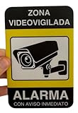 LEIASA | Cartel Zona Videovigilada - 9x14 cm - Reflectante - Fabricado en Aluminio - Grosor 0.6 mm - Cartel Videovigilancia - Cartel Alarma Disuasoria