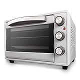 Grunkel - Horno eléctrico multifunción de sobremesa de 23L - HR-23 - Con 3 funciones de calor y selector de temperatura hasta 230ºC. Temporizador hasta 60 min - 1600W (Plateado)