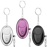 Gvolatee 3 Piezas Alarma Personal, 130DB Llavero de Defensa Personal con Luz LED, Alarma Personal para Mujeres para Turno Nocturno, Alarma Personal autodefensa para Niños, Safety Alarm para Ancianos