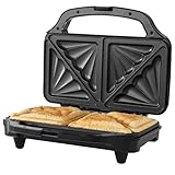 Petra PT2017TVDE Sandwichera XL de relleno profundo - sin BPA, placas dobles antiadherentes fáciles de limpiar, asa fría al tacto, 900 W, control automático de temperatura, sándwiches más gruesos
