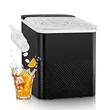 FOHERE Maquina de Hielo, 14Kg/24h, 2 Tamaños de Cubitos, 9 Cubitos de Hielo en 5 Minutos, Autolimpiante, mpiante Pequeña Maquina de Hacer Hielo, para oficina, restaurante, bar, cafetería