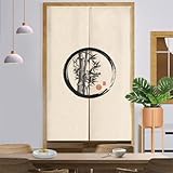 Surwin Cortina de Puerta Japonesa Noren, Cortina de Puerta Interior Estilo Japonés Tela Tapiz Cortina de Partición para Hogar Habitación Cocina Tienda Restaurante (bambú Gris,90x150cm)