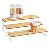 Lonian Organizador de especias de 3 niveles, estante para mesas, soporte para almacenamiento de especias para armario de cocina, despensa, metal, negro