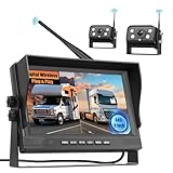 Fuluku Cámara de Visión Trasera Inalámbrica Digital con 9'' Monitor HD, 2 Camaras de Matrícula Impermeables de Gran Angular y Visión Nocturna, para 12V 24V Car/Truck/Autocar/Pickup/SUV/Van/Camper