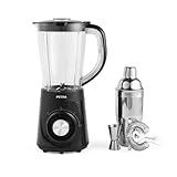 Petra PT5619VDE Batidora para cócteles con jarra, coctelera y accesorios, 2 velocidades, función turbo, cuchillas de acero inoxidable, bloqueo, preparara zumos y batidos con facilidad, 1,5 l, 500 W