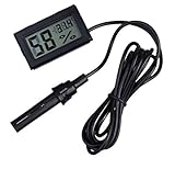 ICQUANZX 2-en-1 termómetro LCD digital con higrómetro externo para incubadora de aves de corral de reptiles - negro