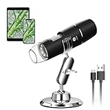 Microscopio WiFi Cámara Microscopio Digital, Microscopio USB WADEO, Aumento de Aumento de 1000x con 8 LED, Microscopio para Android iOS y Mac